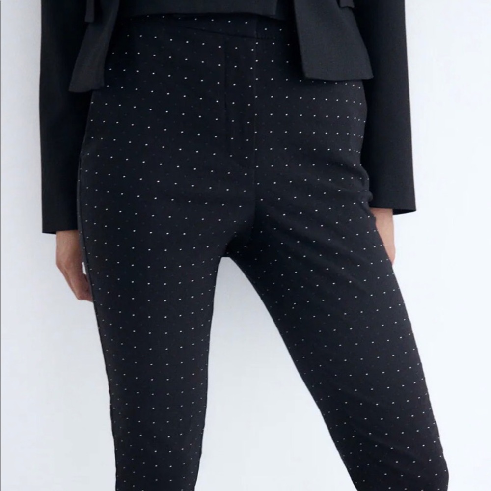 Tapered Jaquard Polka Dot Pants
